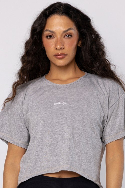 Cropped Fitness Cinza