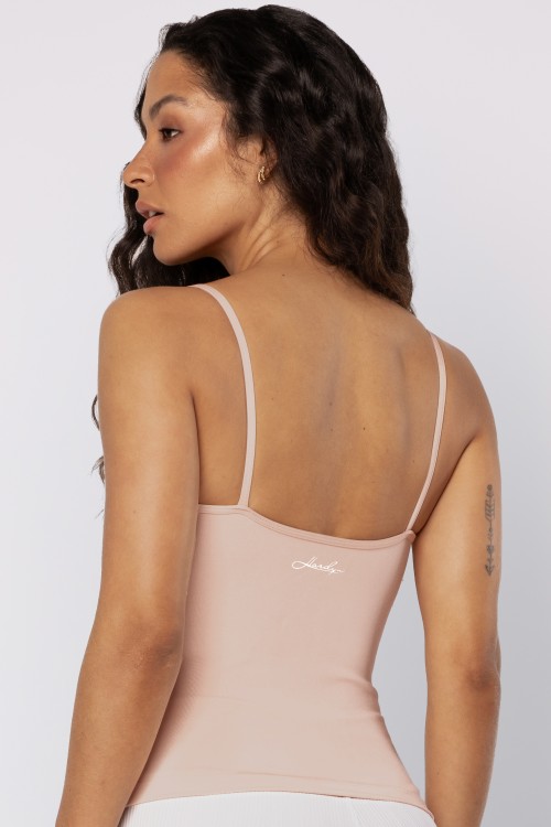 Regata Alças Finas em Poliamida Rosa Nude